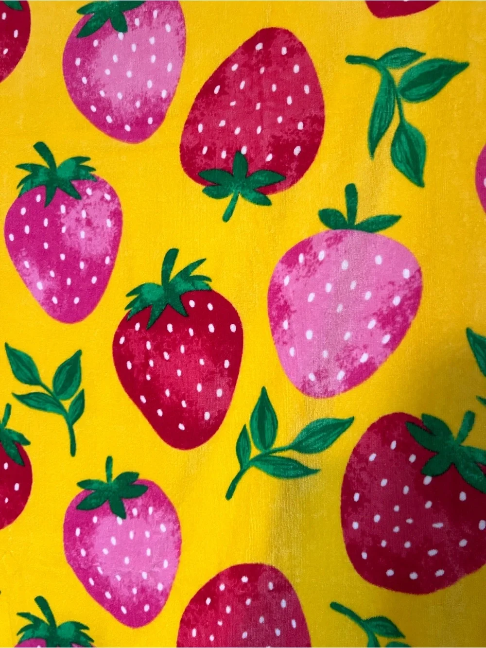Bright Strawberry Print Beach Towel - easy to find on the beach!!